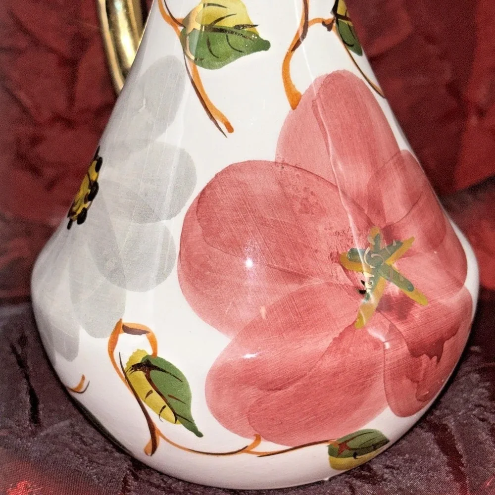 Vintage Portuguese Pereiras Valado Porcelain Vinegar Cruet Hand Painted 7 In EUC